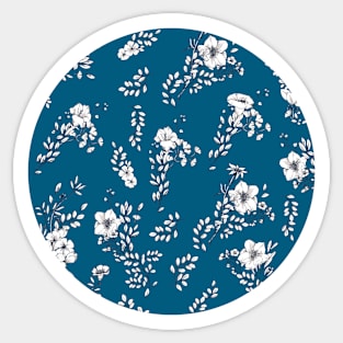 Bold blue and white floral Sticker